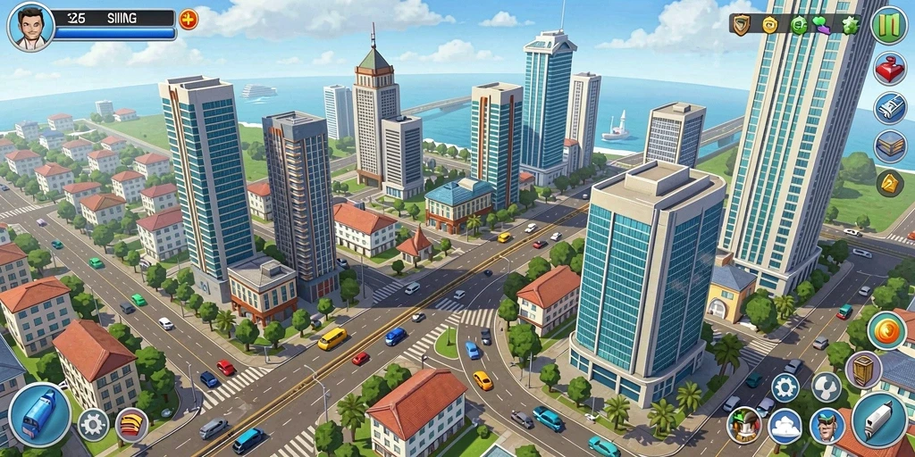 Screenshot dari level menantang dalam game.